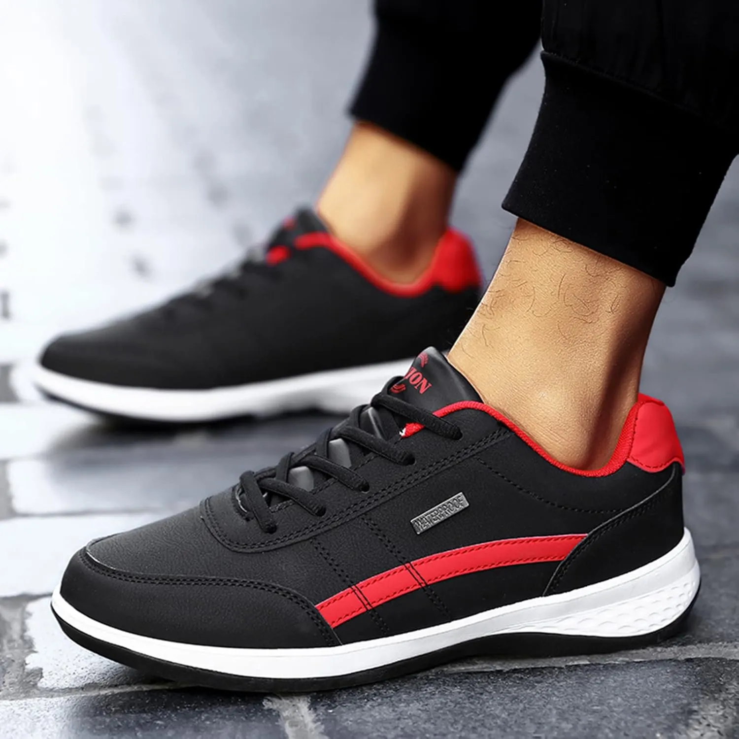 Mens Sneakers Waterproof Hiking Shoes Lightweight Tennis Shoes Comfortable Walking Shoes Outdoor Trekking Shoes
