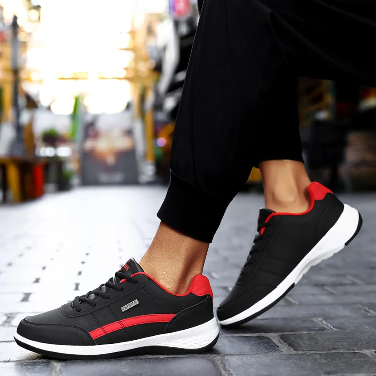 Mens Sneakers Waterproof Hiking Shoes Lightweight Tennis Shoes Comfortable Walking Shoes Outdoor Trekking Shoes