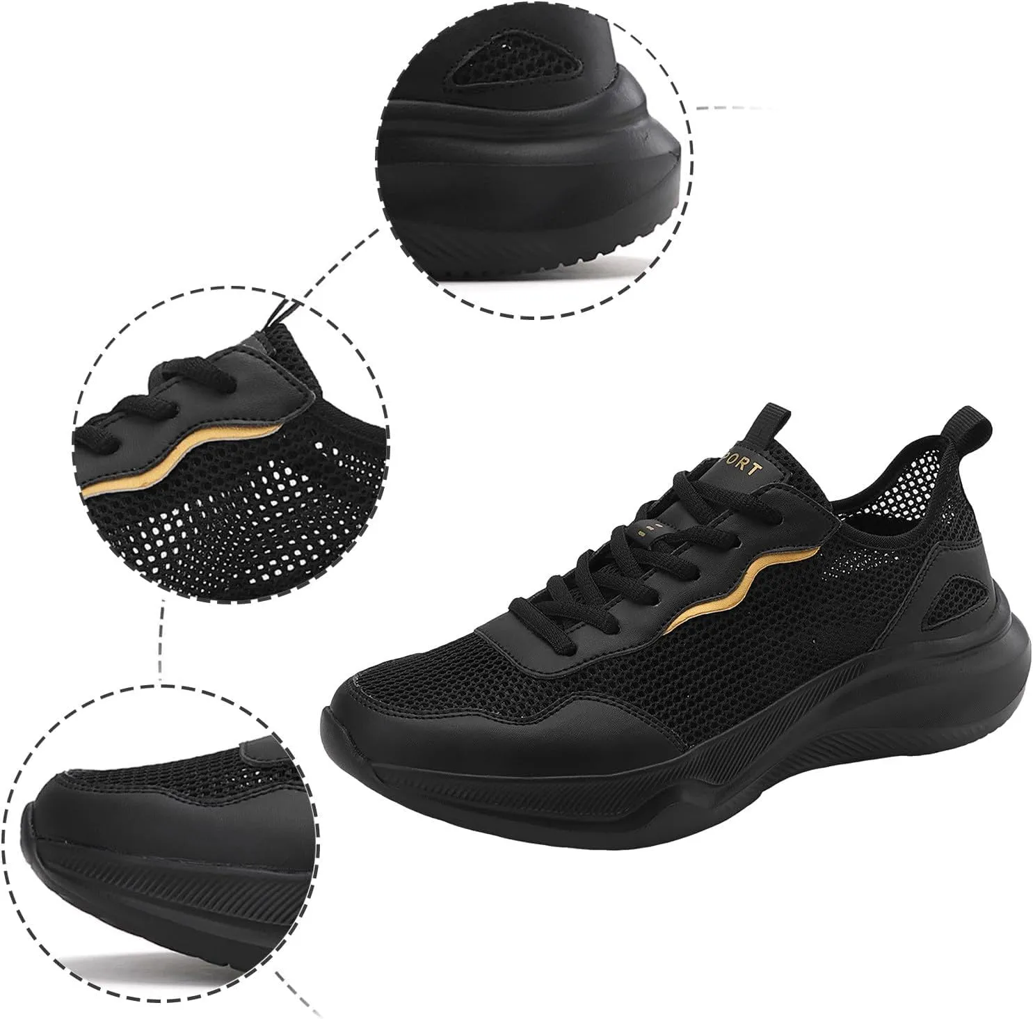 Men's Stretch Memory Foam Shoes Breathable Casual Comfortable Walking Sneaker Lightweight Elderly Slip on Shoes