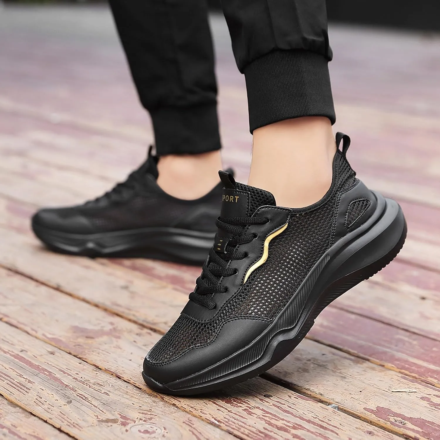 Men's Stretch Memory Foam Shoes Breathable Casual Comfortable Walking Sneaker Lightweight Elderly Slip on Shoes
