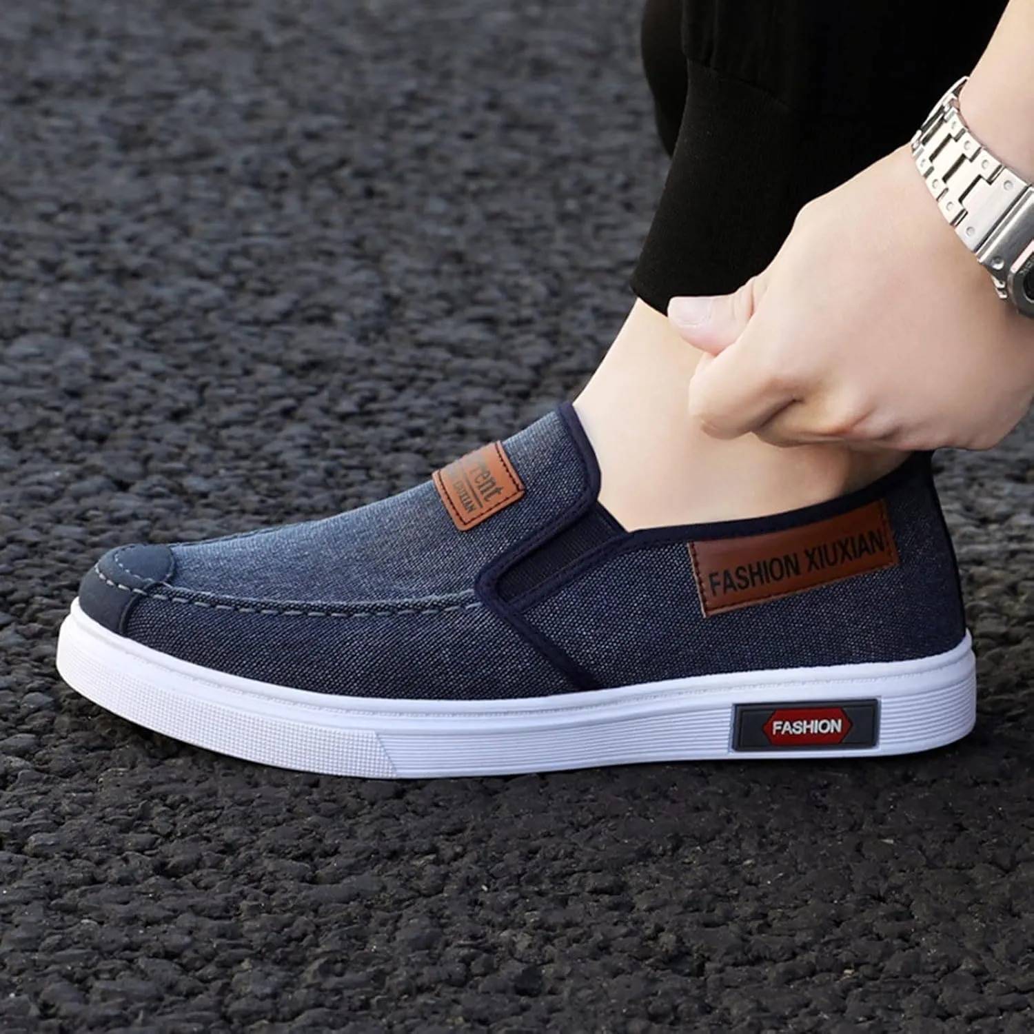 Men's Stretch Memory Foam Shoes Slip On Lightweight Breathable Fashion Sneaker Convenient Elderly Slip On Shoes