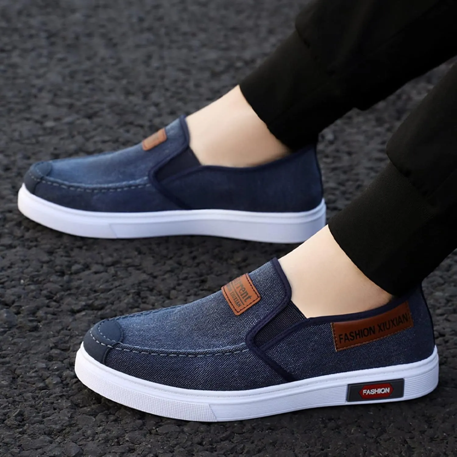 Men's Stretch Memory Foam Shoes Slip On Lightweight Breathable Fashion Sneaker Convenient Elderly Slip On Shoes