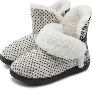 MIXIN Women Comfort Warm Fluffy Faux Fur Slipper Boots Soft Memory Foam Ankle Booties House Pull on Shoes Anti-Slip Sole Indoor Outdoor