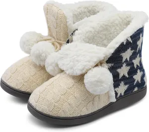 MIXIN Women Comfort Warm Fluffy Faux Fur Slipper Boots Soft Memory Foam Ankle Booties House Pull on Shoes Anti-Slip Sole Indoor Outdoor
