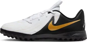 Nike Jr. Phantom GX 2 Academy Little/Big Kids' TF Soccer Shoes (FJ2608-100, White/Metallic Gold Coin/Black) Size 4.5
