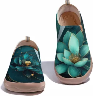 Onehorse Women's Lotus Painted Travel Shoes Slip-On Casual Lightweight Breathable Flats Comfortable Loafers