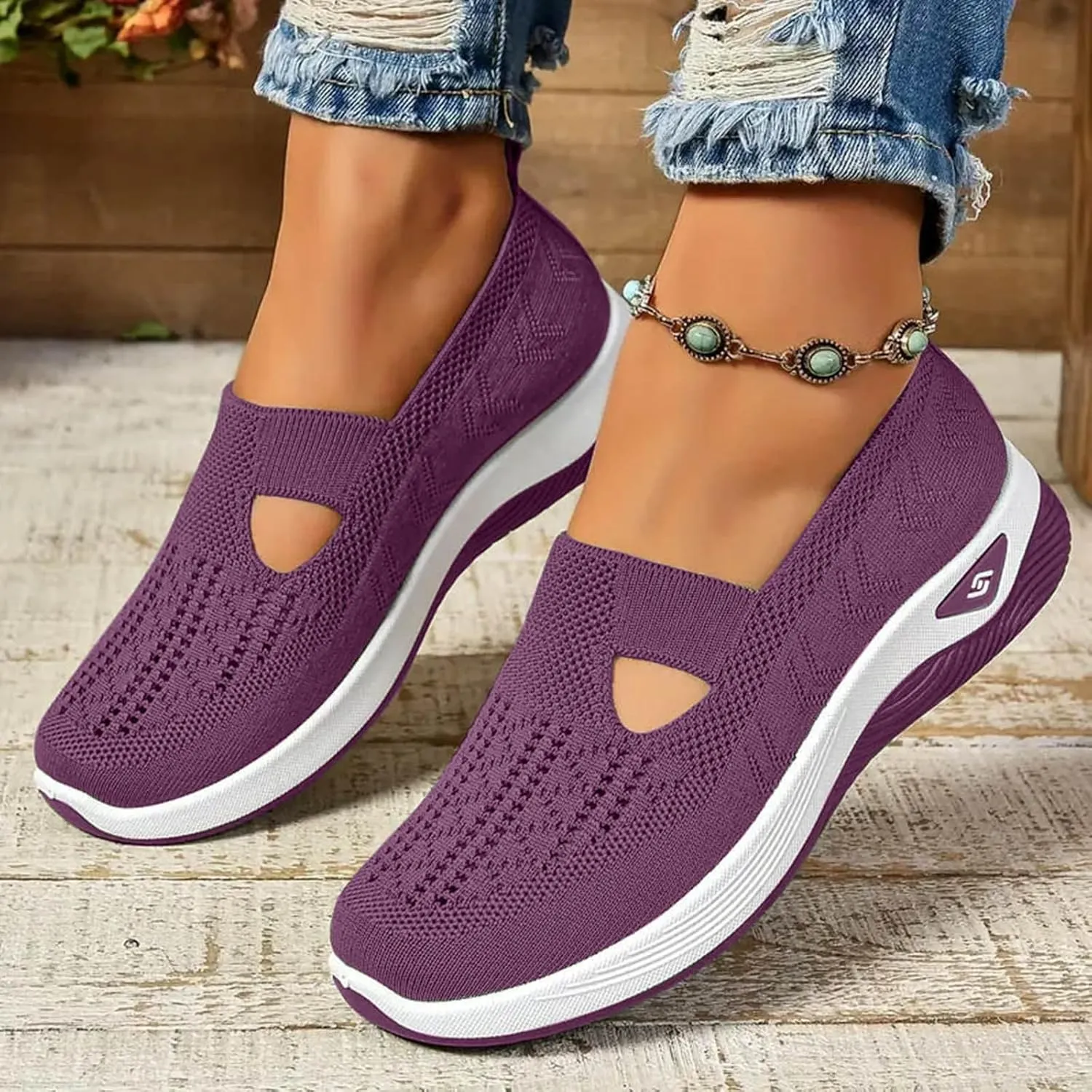 Orthopedic Shoes for Women Woven Orthopedic Breathable Shoes Slip On Arch Support Walking Shoes Diabetic Foam Shoes