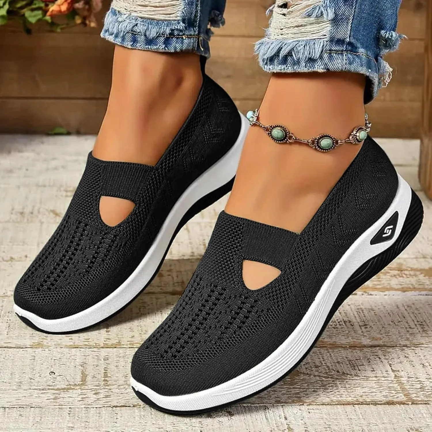 Orthopedic Shoes for Women Woven Orthopedic Breathable Shoes Slip On Arch Support Walking Shoes Diabetic Foam Shoes