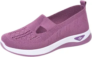Orthopedic Shoes for Women Woven Orthopedic Breathable Shoes Slip On Arch Support Walking Shoes Diabetic Foam Shoes