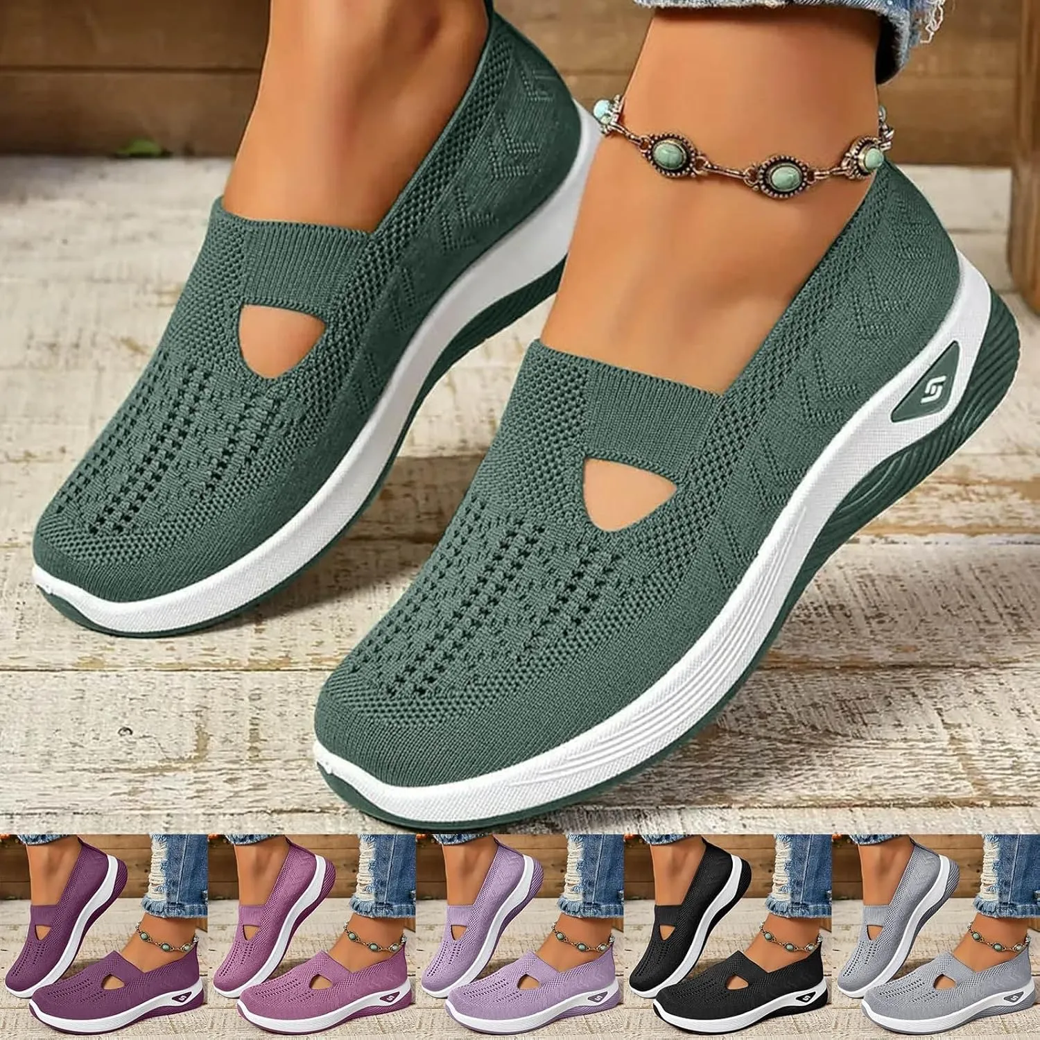 Orthopedic Shoes for Women Woven Orthopedic Breathable Shoes Slip On Arch Support Walking Shoes Diabetic Foam Shoes