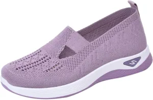 Orthopedic Shoes for Women Woven Orthopedic Breathable Shoes Slip On Arch Support Walking Shoes Diabetic Foam Shoes