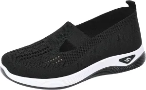 Orthopedic Shoes for Women Woven Orthopedic Breathable Shoes Slip On Arch Support Walking Shoes Diabetic Foam Shoes