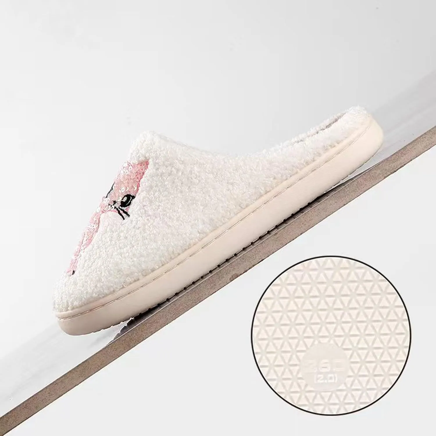 Pink Cat Slippers for Womens Men Animal Slippers Winter Indoor Fuzzy House Shoes