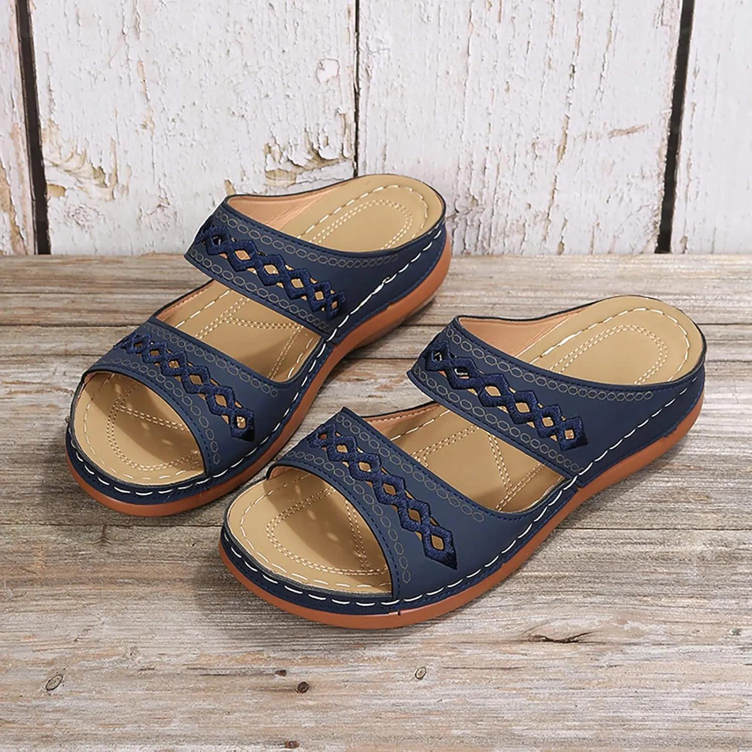 Sandalias para Mujer Elegantes, Women Premium Orthopedic Open Toe Sandals Retro Anti-Slip Summer Casual Sandals