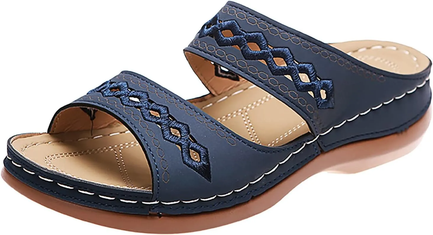 Sandalias para Mujer Elegantes, Women Premium Orthopedic Open Toe Sandals Retro Anti-Slip Summer Casual Sandals