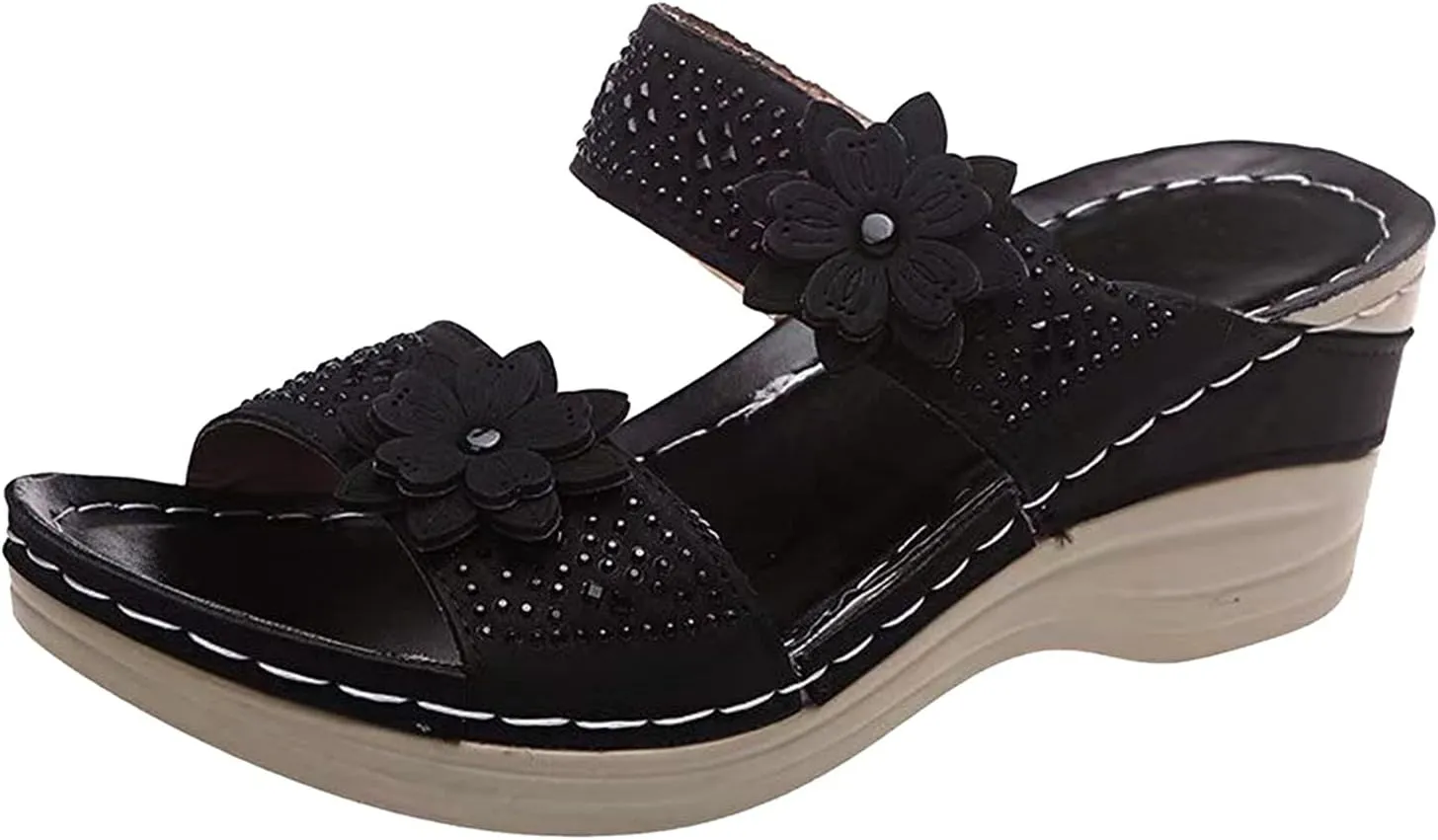 Sandalias para Mujer, Women Summer Comfortable Flip Flop Vintage Slide Sandals Slip on Open Toe Sandals
