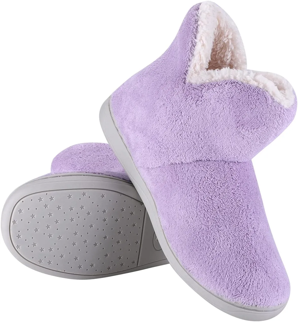 SIQITECHNO Women Bootie Slippers Memory Foam Booty Slipper Indoor Ankle Slipper Boots for Women Furry House Pull on Shoes