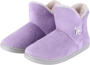 SIQITECHNO Women Bootie Slippers Memory Foam Booty Slipper Indoor Ankle Slipper Boots for Women Furry House Pull on Shoes
