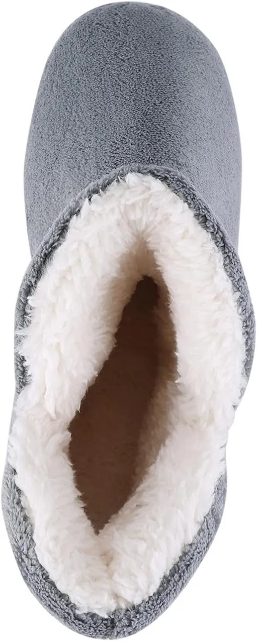 SIQITECHNO Women Bootie Slippers Memory Foam Booty Slipper Indoor Ankle Slipper Boots for Women Furry House Pull on Shoes