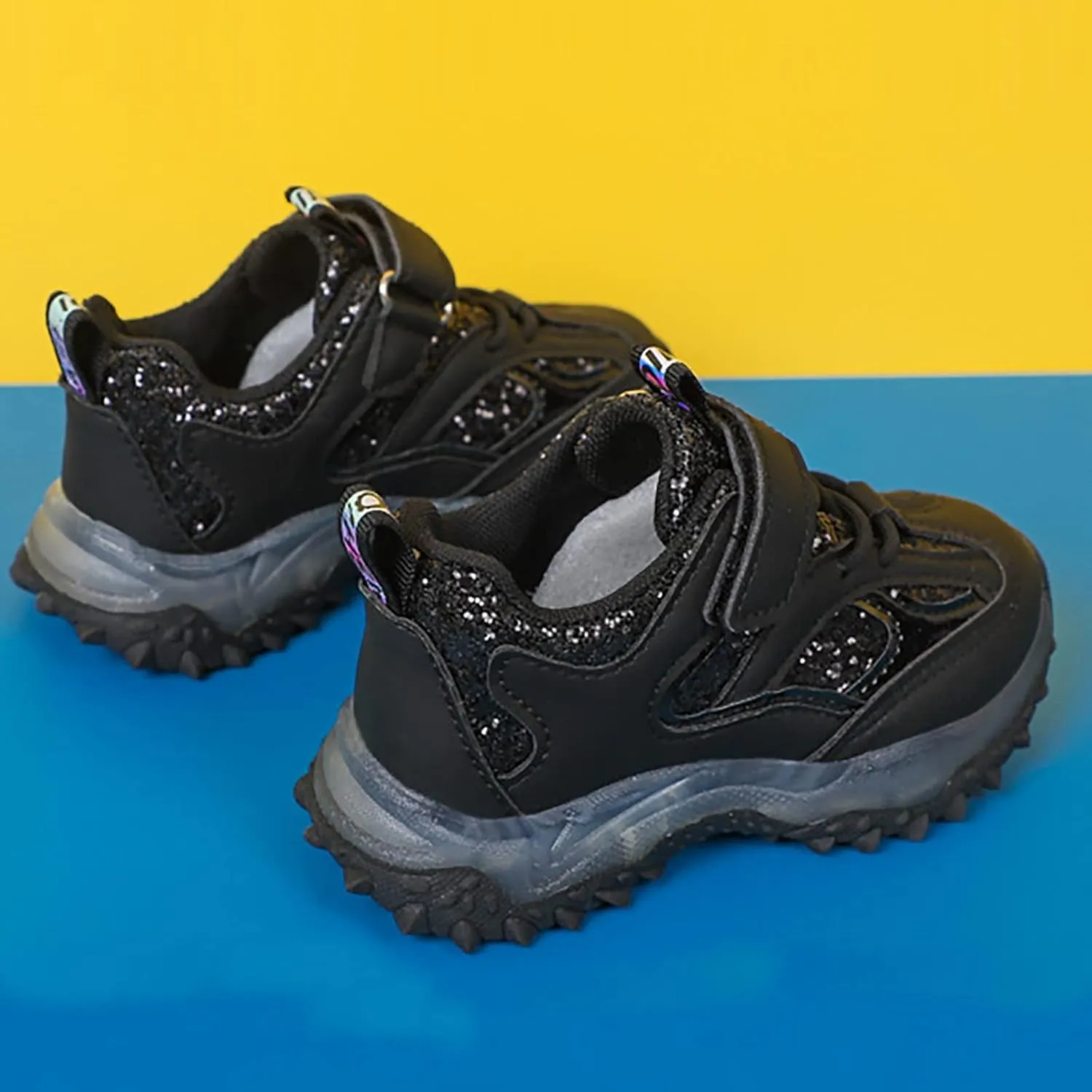 Sole Non Slip Light up Sneakers for Kids Childrens Lace Strap Glitter Mesh Breathable Sport Shoes Outdoor Running Casual