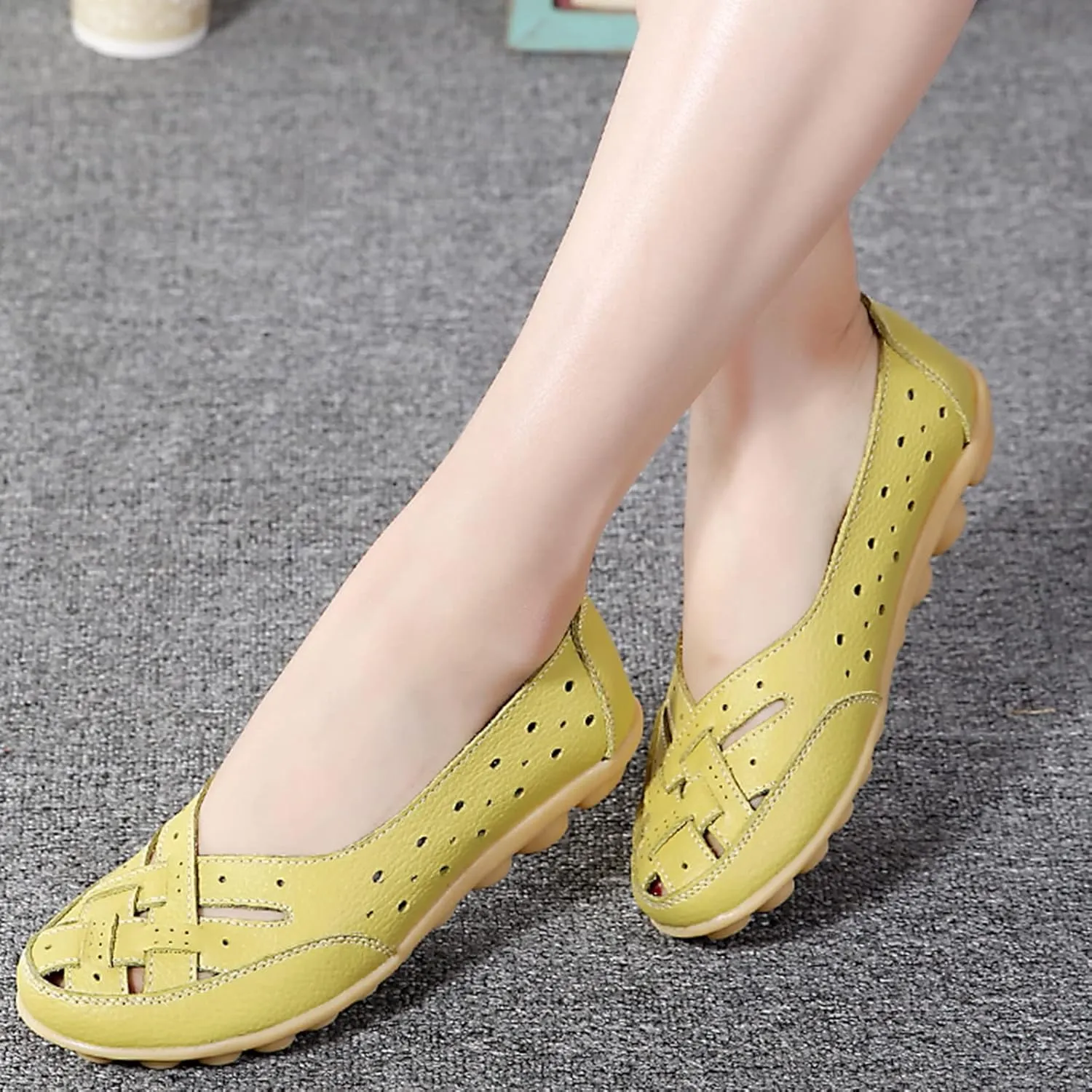 SuanlaTDS Slip On Women Comfort Walking Flat Loafers Casual Shoes Driving Loafers Walking Shoes for Women Casual Womens Shoes Slip on (Green, 7)