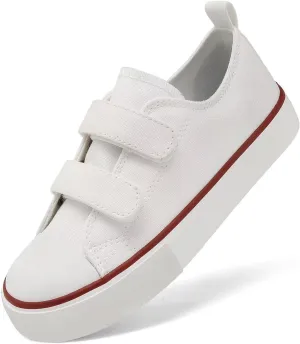Toddler Canvas Shoes Girls Boys Sneakers Little Kids Walking Breathable Shoe Dual Hook and Loop Size 6-13