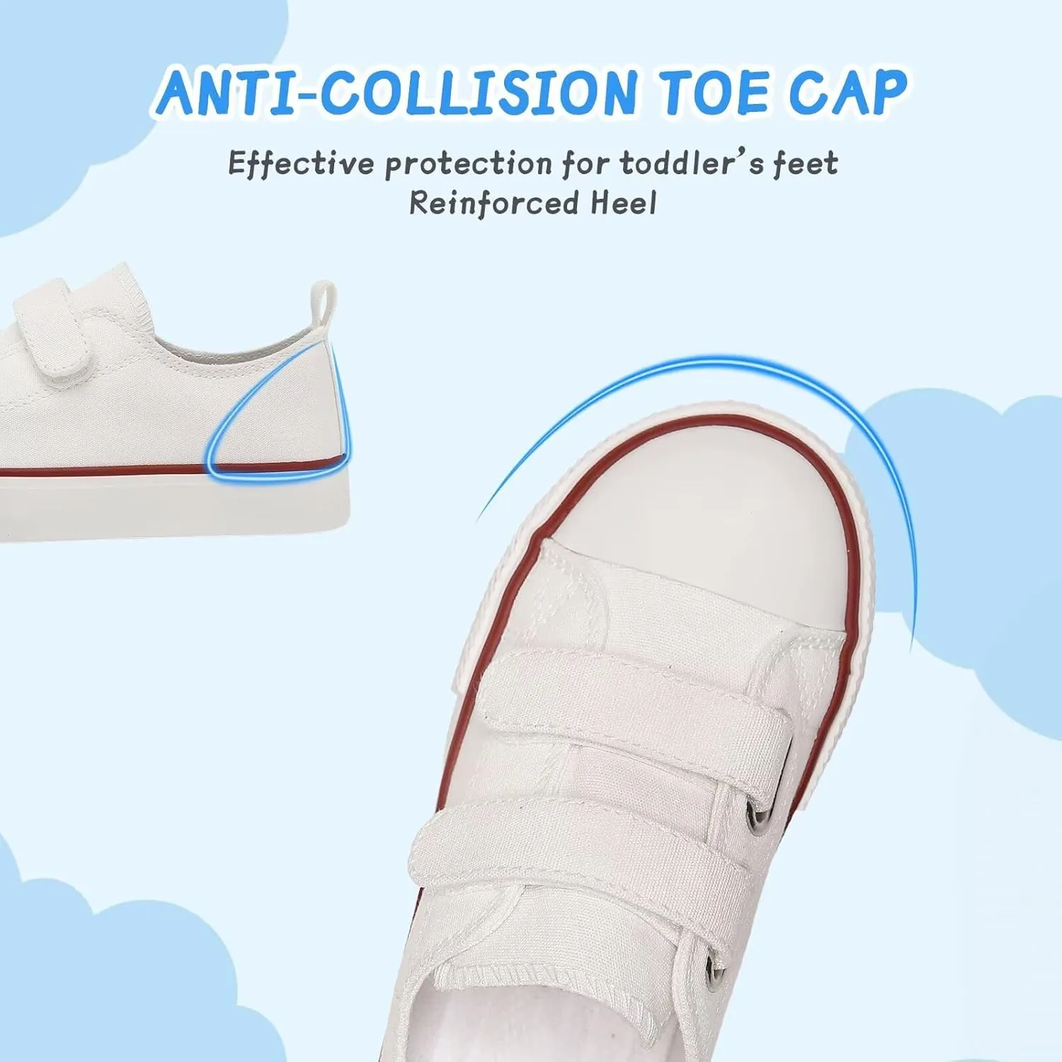Toddler Canvas Shoes Girls Boys Sneakers Little Kids Walking Breathable Shoe Dual Hook and Loop Size 6-13