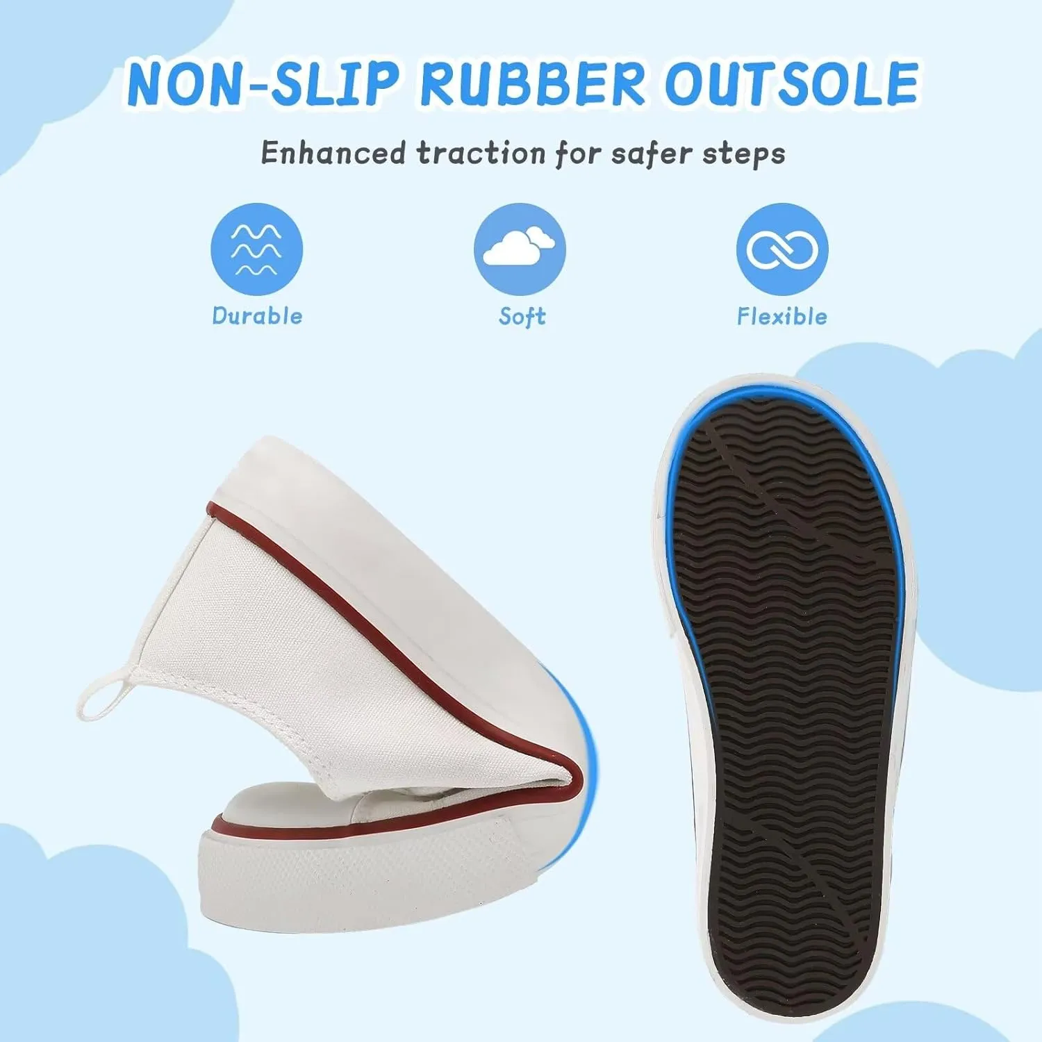 Toddler Canvas Shoes Girls Boys Sneakers Little Kids Walking Breathable Shoe Dual Hook and Loop Size 6-13