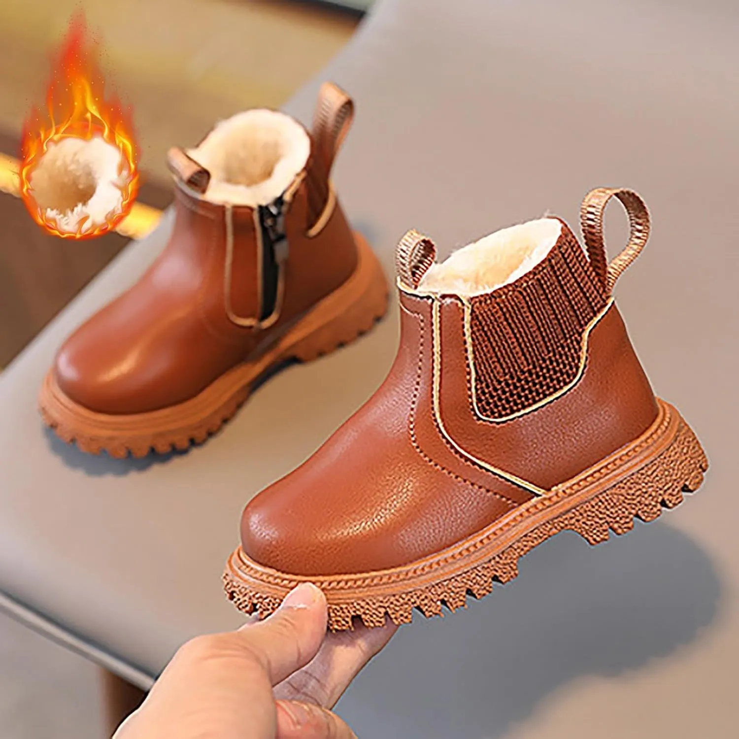 Toddler Walking Shoes Ankle Boots Winter Snow Boots for Infant Shoes High Top Combat Ankle Boots Baby Lightweight Slip on First Walker,Winter Warm Shoes Walking Shoes Boy Girl Outdoor Booties