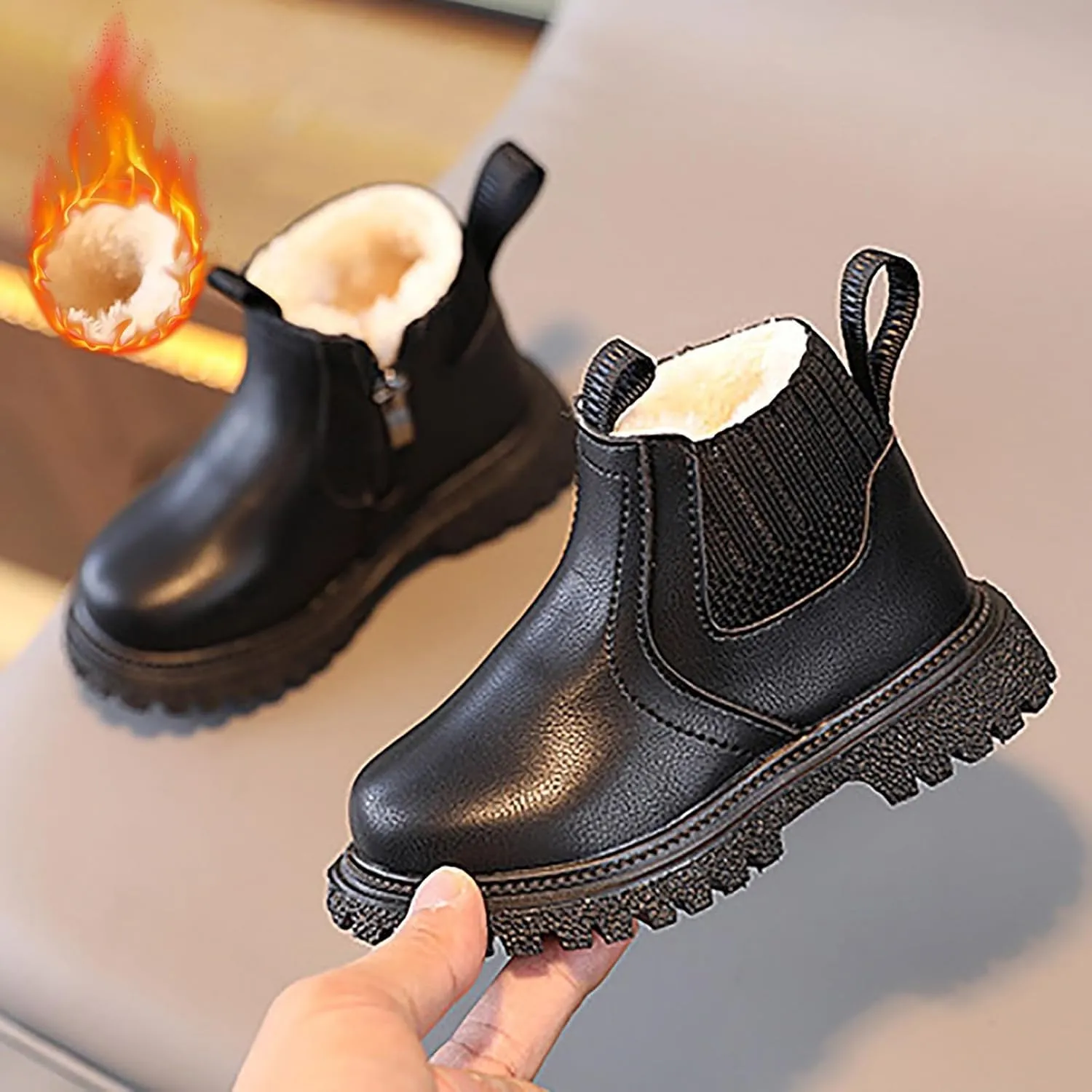 Toddler Walking Shoes Ankle Boots Winter Snow Boots for Infant Shoes High Top Combat Ankle Boots Baby Lightweight Slip on First Walker,Winter Warm Shoes Walking Shoes Boy Girl Outdoor Booties