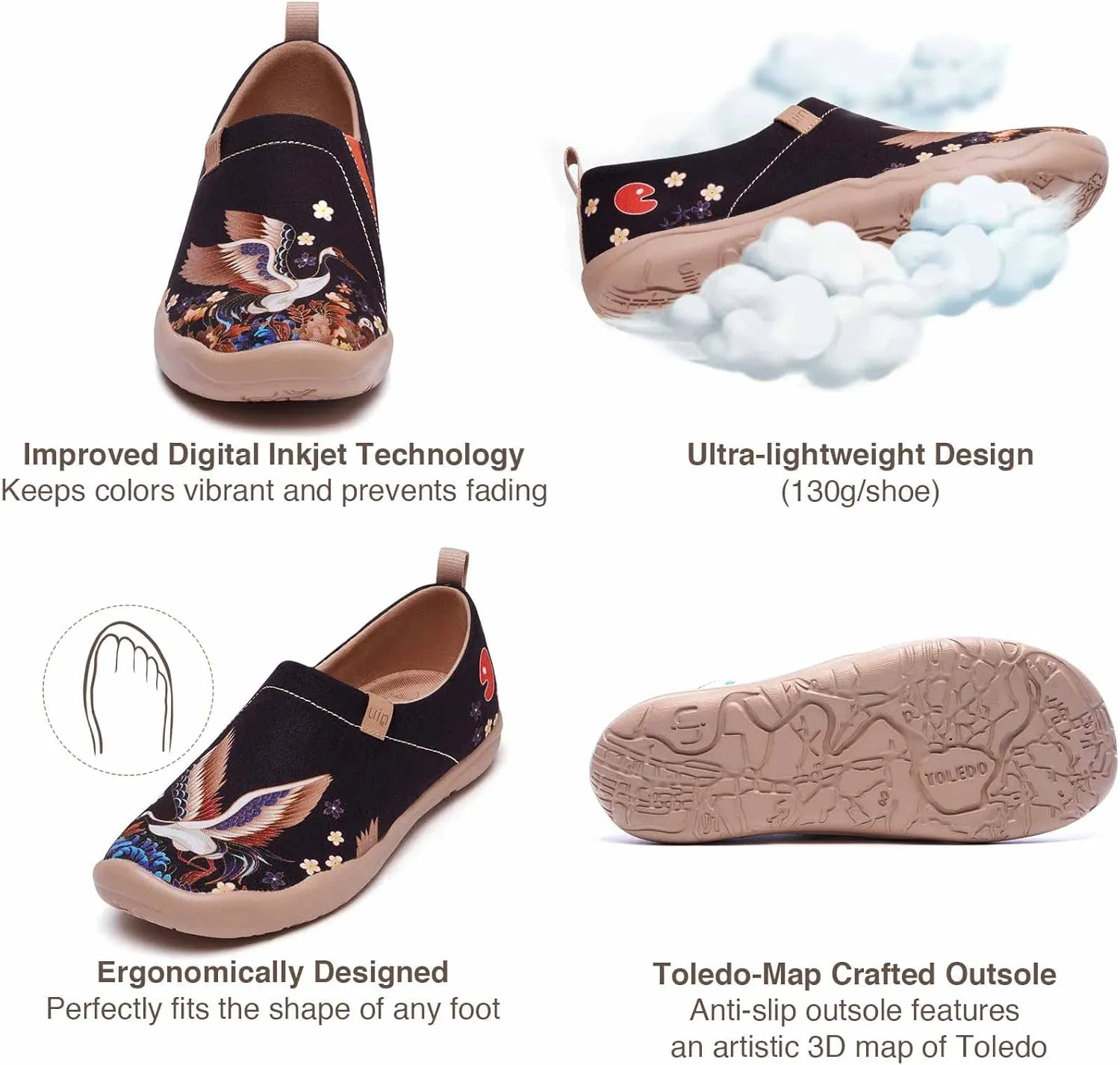 UIN Women's Art Travel Slip-On Shoes Casual Lightweight Breathable Flats Comfortable Loafers