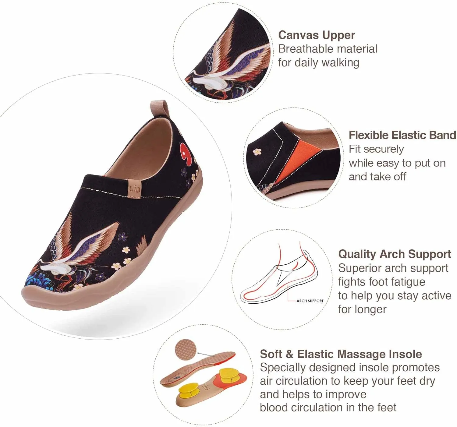 UIN Women's Art Travel Slip-On Shoes Casual Lightweight Breathable Flats Comfortable Loafers
