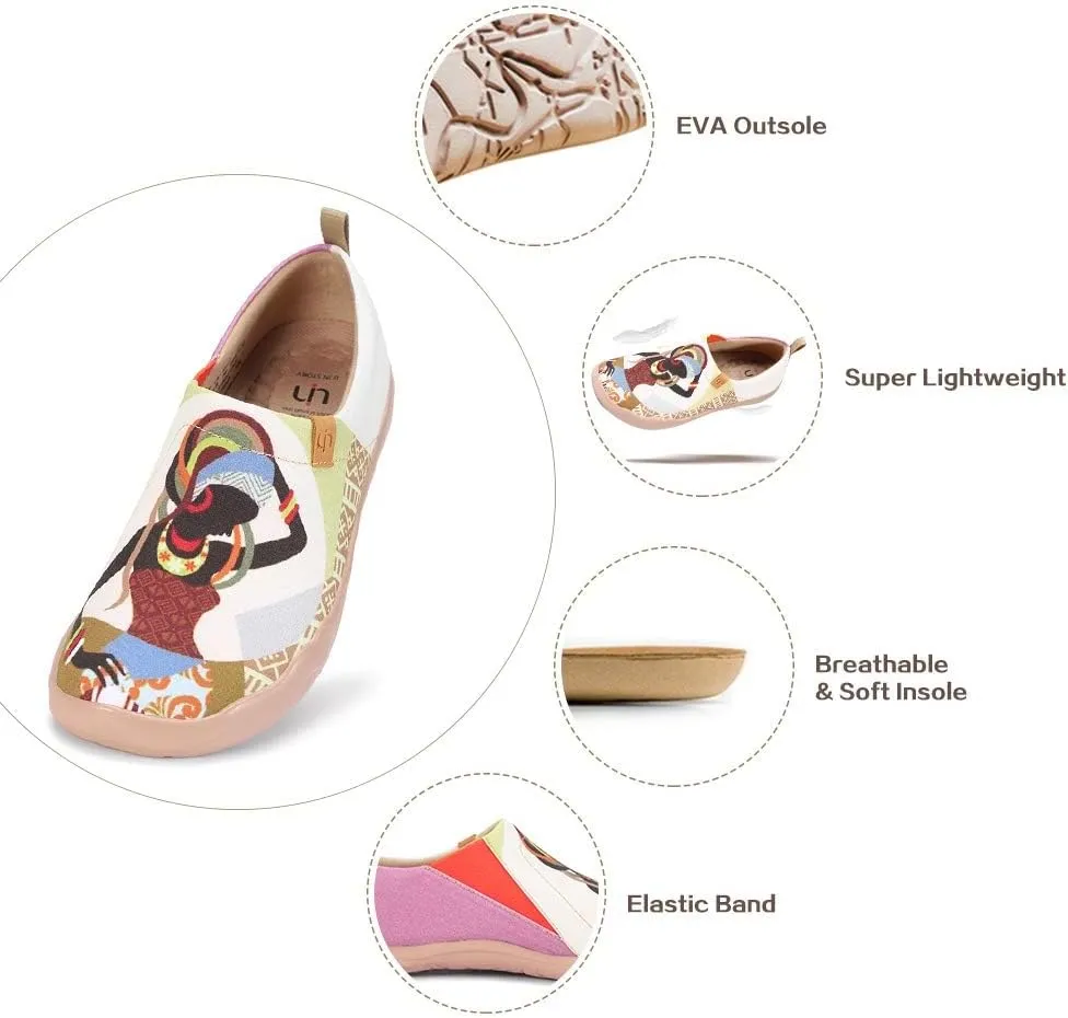 UIN Women's Art Travel Slip-On Shoes Casual Lightweight Breathable Flats Comfortable Loafers