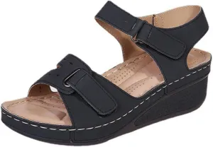 Wedge Sandals for Women Orthotic Comfortable Soft Cushion Summer Beach Walking Shoes Slip On Hook and Loop Fastener All-Match Shoes All-Day Comfort