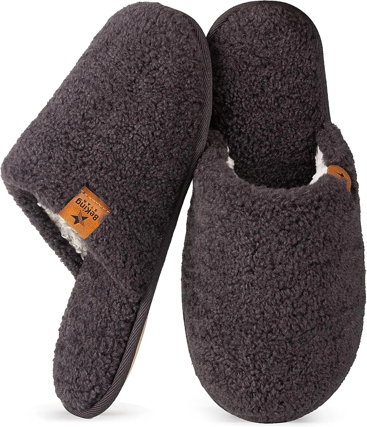 Women Cozy Faux Curly Fur House Memory foam Slippers Ladies Fuzzy Closed Back Indoor Bedroom Shoes