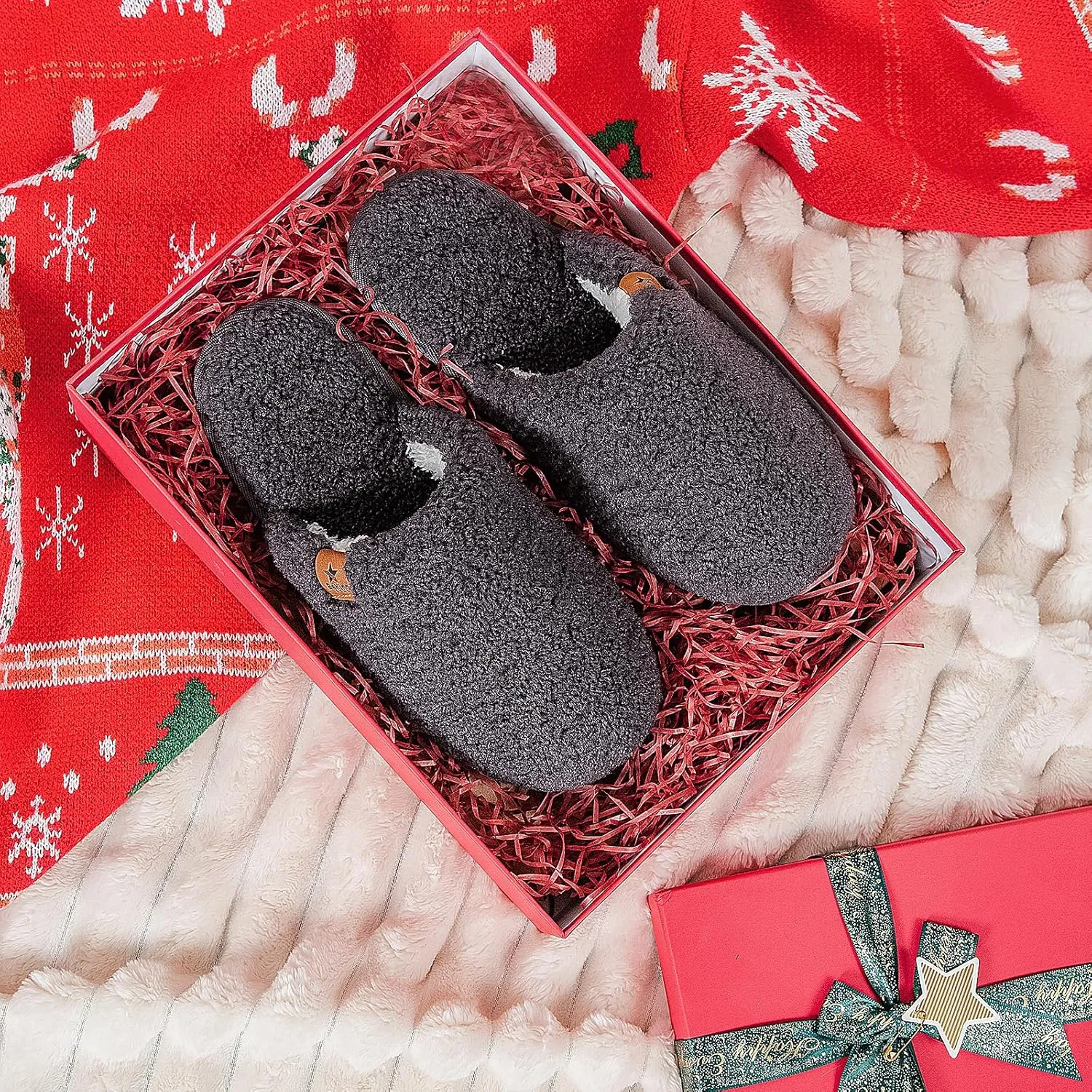 Women Cozy Faux Curly Fur House Memory foam Slippers Ladies Fuzzy Closed Back Indoor Bedroom Shoes