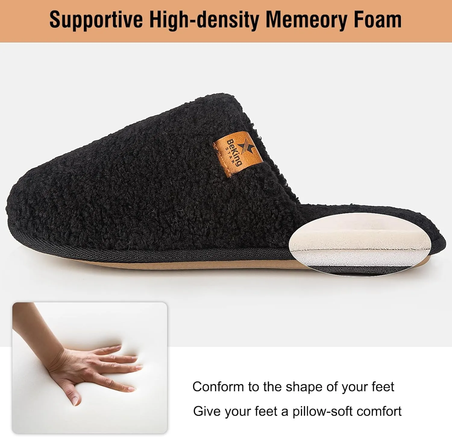 Women Cozy Faux Curly Fur House Memory foam Slippers Ladies Fuzzy Closed Back Indoor Bedroom Shoes