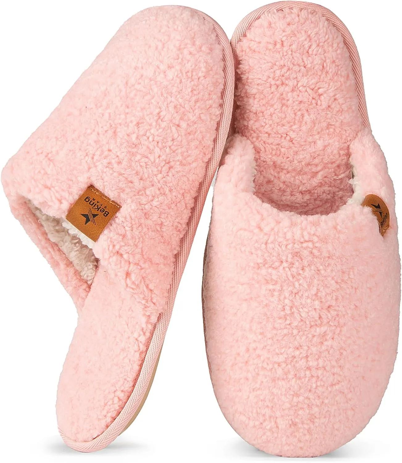 Women Cozy Faux Curly Fur House Memory foam Slippers Ladies Fuzzy Closed Back Indoor Bedroom Shoes