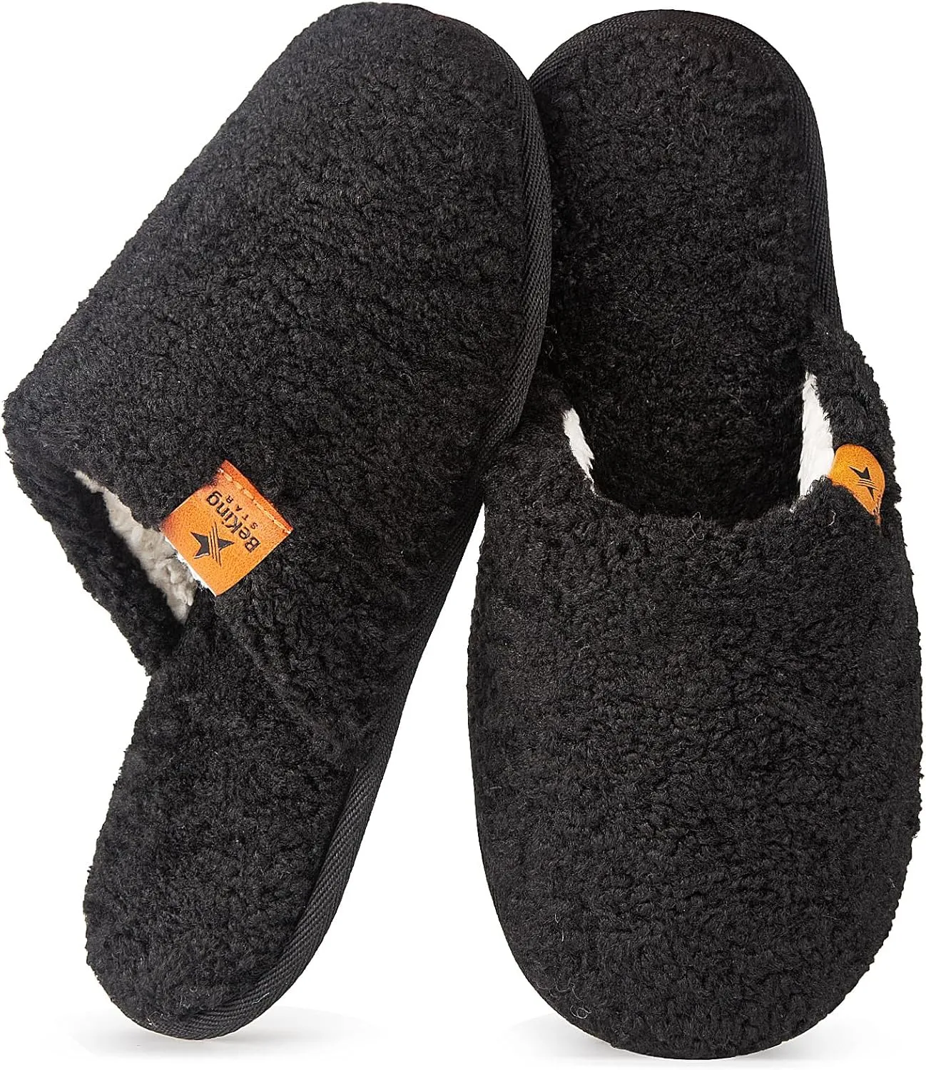 Women Cozy Faux Curly Fur House Memory foam Slippers Ladies Fuzzy Closed Back Indoor Bedroom Shoes
