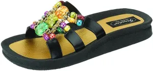 Women's 25551E Mystical Slide Beaded Waterproof Molded Sole Summer Sandals, Black, 10