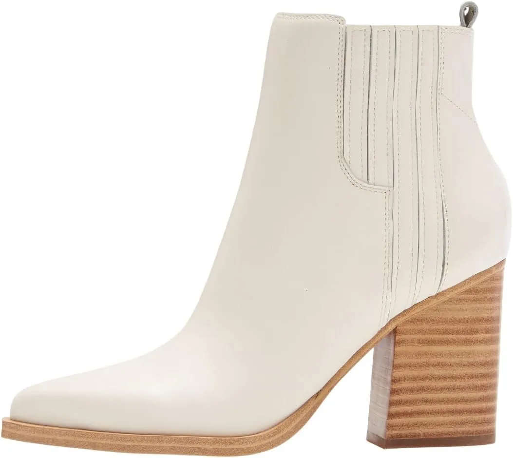Womens Ankle Boots Chunky High Heel Elastic Booties Pointed Toe Pull On Shoes Party Working Daily Size 4-16 US