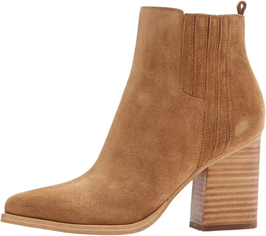 Womens Ankle Boots Chunky High Heel Elastic Booties Pointed Toe Pull On Shoes Party Working Daily Size 4-16 US
