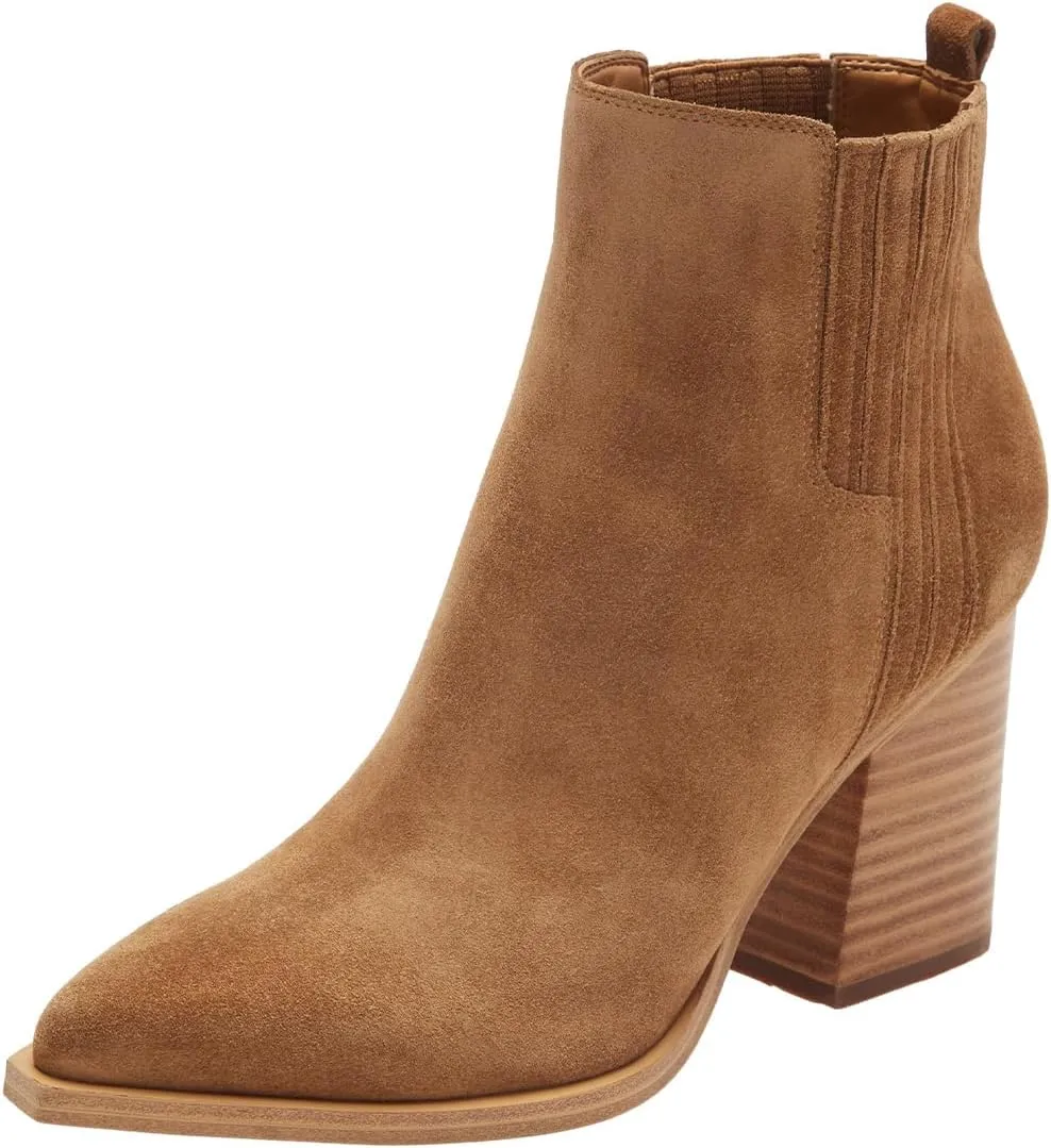 Womens Ankle Boots Chunky High Heel Elastic Booties Pointed Toe Pull On Shoes Party Working Daily Size 4-16 US
