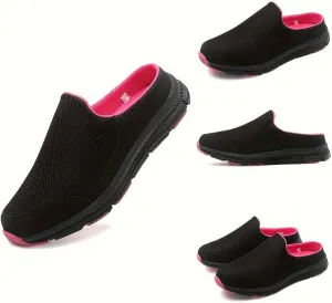 Women's Breathable Mesh Mule Sneakers, Casual Slip On Outdoor Shoes, Lightweight & Comfortable Shoes