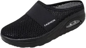Womens Breathable Mesh Walking Mules Sneakers Open Back Slip On Shoes