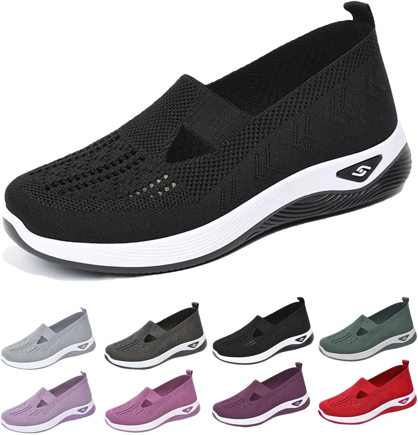 Women's Comfortable Breathable Knitted Sneakers, Knitted Sneakers for Women, Go Walking Slip on Diabetic Foam Shoes