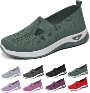 Women's Comfortable Breathable Knitted Sneakers, Knitted Sneakers for Women, Go Walking Slip on Diabetic Foam Shoes