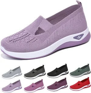 Women's Comfortable Breathable Knitted Sneakers, Knitted Sneakers for Women, Go Walking Slip on Diabetic Foam Shoes