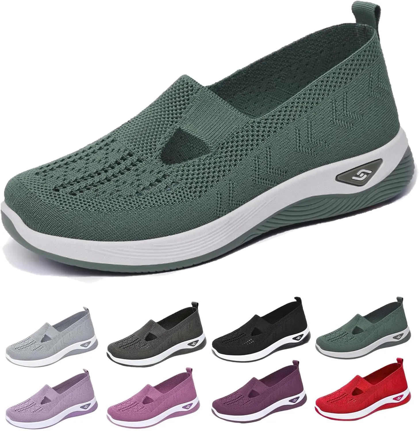 Women's Comfortable Breathable Knitted Sneakers, Knitted Sneakers for Women, Go Walking Slip on Diabetic Foam Shoes