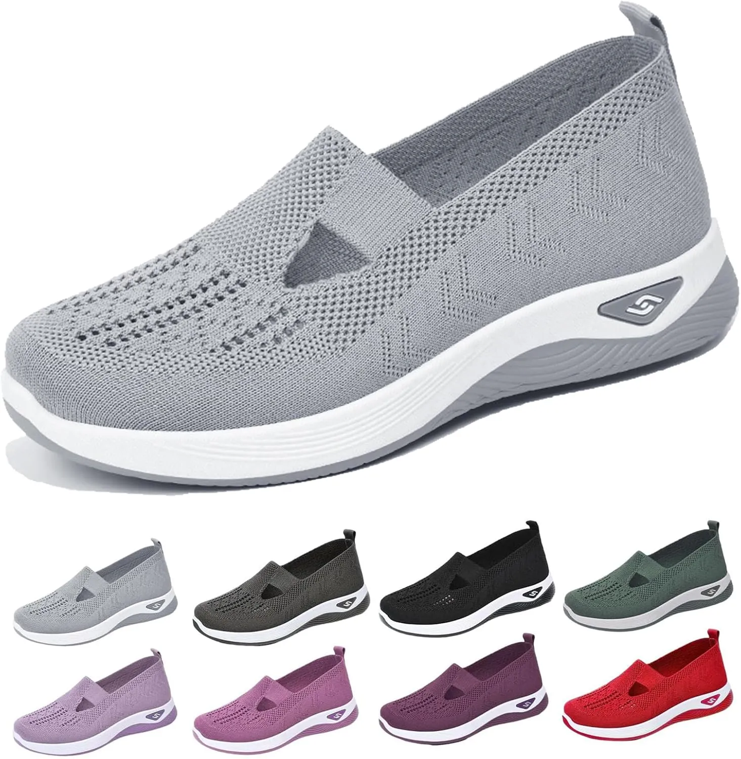 Women's Comfortable Breathable Knitted Sneakers, Knitted Sneakers for Women, Go Walking Slip on Diabetic Foam Shoes